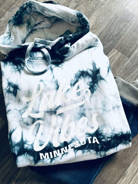 Black Tie Dye Lake Vibes Hoodie