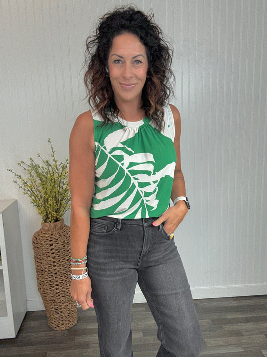 Green/ Ivory Knit Tank